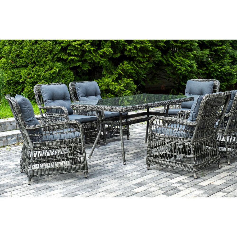 "Цесена" обеденная группа плетеная из искусственного ротанга, цвет графит "Цесена" обеденная группа плетеная из искусственного ротанга, цвет графит