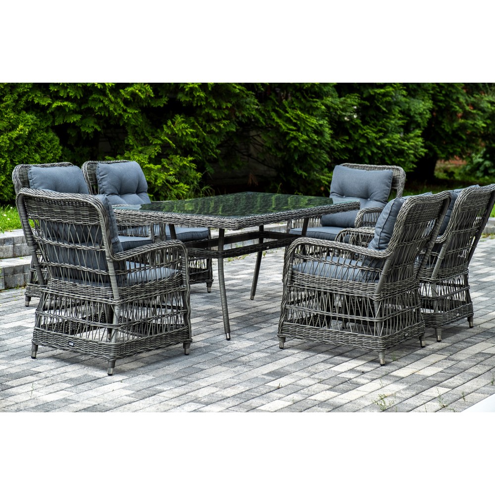 "Цесена" обеденная группа плетеная из искусственного ротанга, цвет графит "Цесена" обеденная группа плетеная из искусственного ротанга, цвет графит