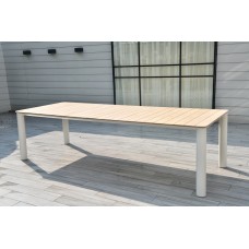 "Прага" обеденный стол с тиковой столешницей и алюминиевым каркасом