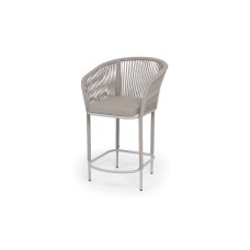 "Марсель" стул полубарный плетеный из роупа, каркас из стали светло-серый (RAL7035) муар, роуп бежевый круглый, ткань Mossle бежевая, пос.H65