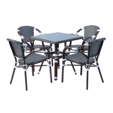 "Кабри" обеденная группа плетеная на 4 персоны, цвет черно-белый