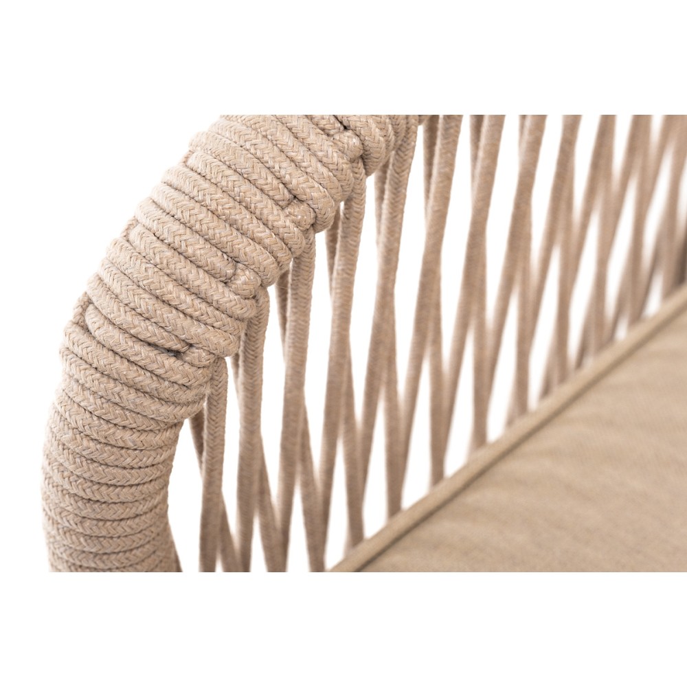 "Канны" кресло плетеное из роупа, основание дуб, роуп бежевый круглый, ткань бежевая 15052 "Канны" кресло плетеное из роупа, основание дуб, роуп бежевый круглый, ткань бежевая 15052