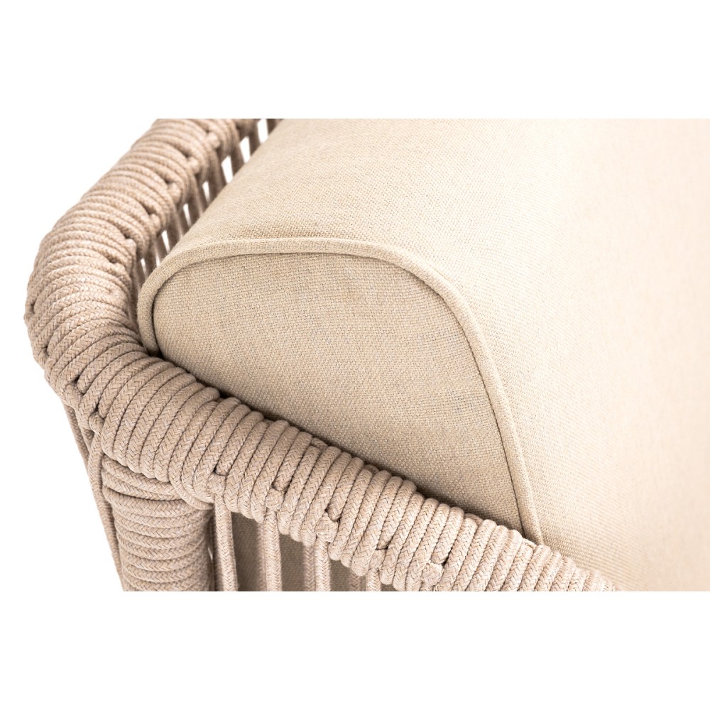 "Канны" кресло плетеное из роупа, основание дуб, роуп бежевый круглый, ткань бежевая 15052 "Канны" кресло плетеное из роупа, основание дуб, роуп бежевый круглый, ткань бежевая 15052