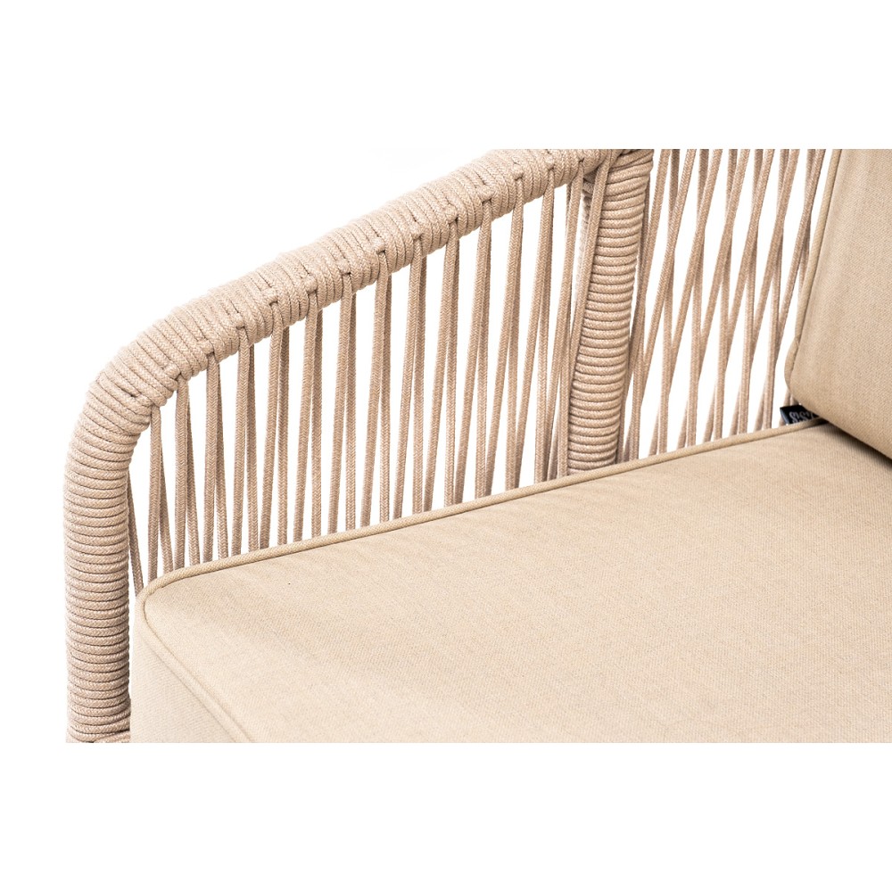 "Канны" кресло плетеное из роупа, основание дуб, роуп бежевый круглый, ткань бежевая 15052 "Канны" кресло плетеное из роупа, основание дуб, роуп бежевый круглый, ткань бежевая 15052