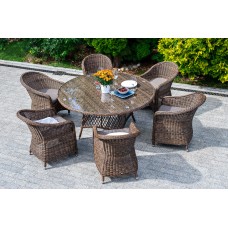  "Эспрессо–150 R" обеденная группа плетеная, цвет коричневый ECR6T-7-SET brown