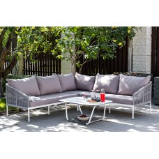 "Канны" модульная угловая лаунж-зона из роупа (веревки), цвет светло-серый