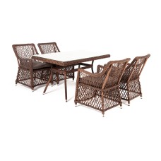 "Латте–140 L" обеденная группа плетеная, цвет коричневый LCL4T-5-SET brown