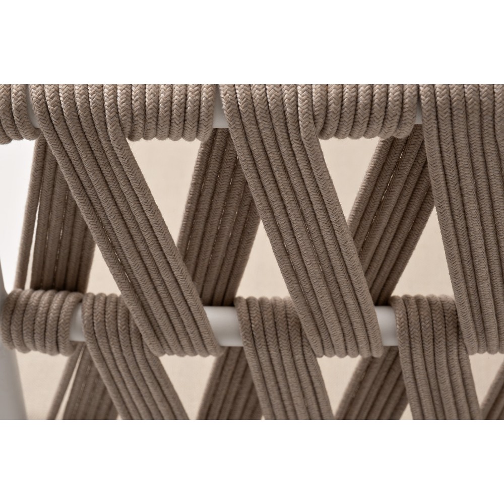 "Диего" диван 2-местный плетеный из роупа, основание дуб, каркас алюминий светло-серый (RAL7035) шагрень, роуп бежевый круглый, ткань бежевая 15052 "Диего" диван 2-местный плетеный из роупа, основание дуб, каркас алюминий светло-серый (RAL7035) шагрень, роуп бежевый круглый, ткань бежевая 15052