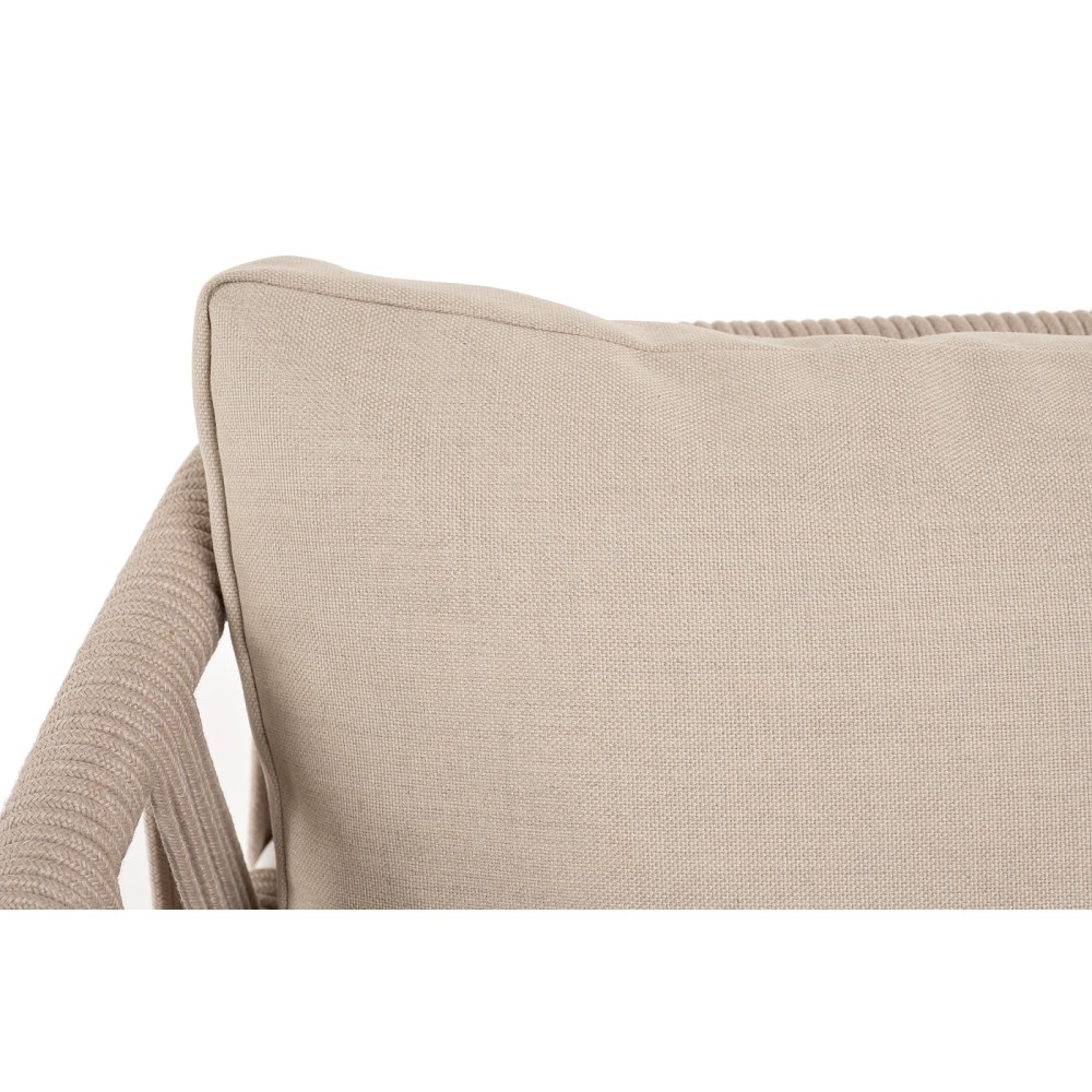 "Диего" диван 2-местный плетеный из роупа, основание дуб, каркас алюминий светло-серый (RAL7035) шагрень, роуп бежевый круглый, ткань бежевая 15052 "Диего" диван 2-местный плетеный из роупа, основание дуб, каркас алюминий светло-серый (RAL7035) шагрень, роуп бежевый круглый, ткань бежевая 15052