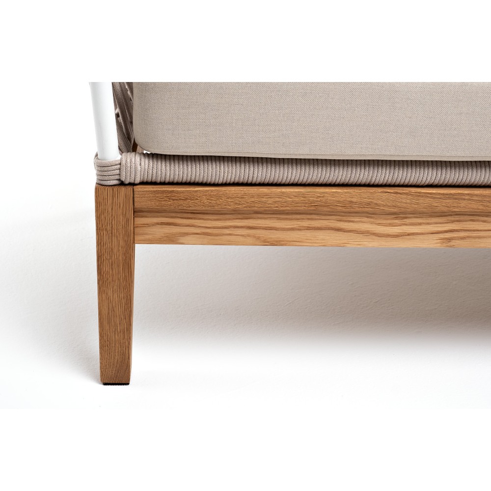 "Диего" диван 2-местный плетеный из роупа, основание дуб, каркас алюминий светло-серый (RAL7035) шагрень, роуп бежевый круглый, ткань бежевая 15052 "Диего" диван 2-местный плетеный из роупа, основание дуб, каркас алюминий светло-серый (RAL7035) шагрень, роуп бежевый круглый, ткань бежевая 15052