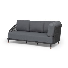 "Верона" правый-угол модуль плетеный из роупа, каркас алюминий темно-серый (RAL7024) муар, роуп темно-серый круглый, ткань темно-серая 027, L220х89