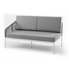  "Канны" правый модуль плетеный из роупа, каркас алюминий белый шагрень, роуп светло-серый круглый, ткань светло-серая KAN-MRS2-001 W SH H-grey(H-gray)