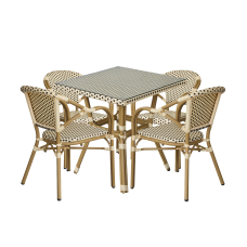 "Кабри" обеденная группа плетеная на 4 персоны, цвет бежево-коричневый