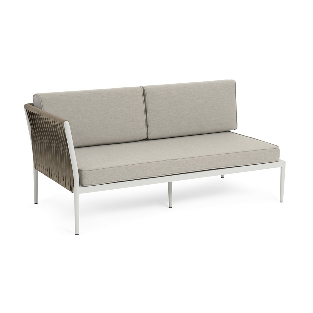 "Касабланка" правый модуль плетеный из роупа, каркас алюминий светло-серый (RAL7035) муар, роуп серо-коричневый 23мм, ткань бежевая 15052 "Касабланка" правый модуль плетеный из роупа, каркас алюминий светло-серый (RAL7035) муар, роуп серо-коричневый 23мм, ткань бежевая 15052