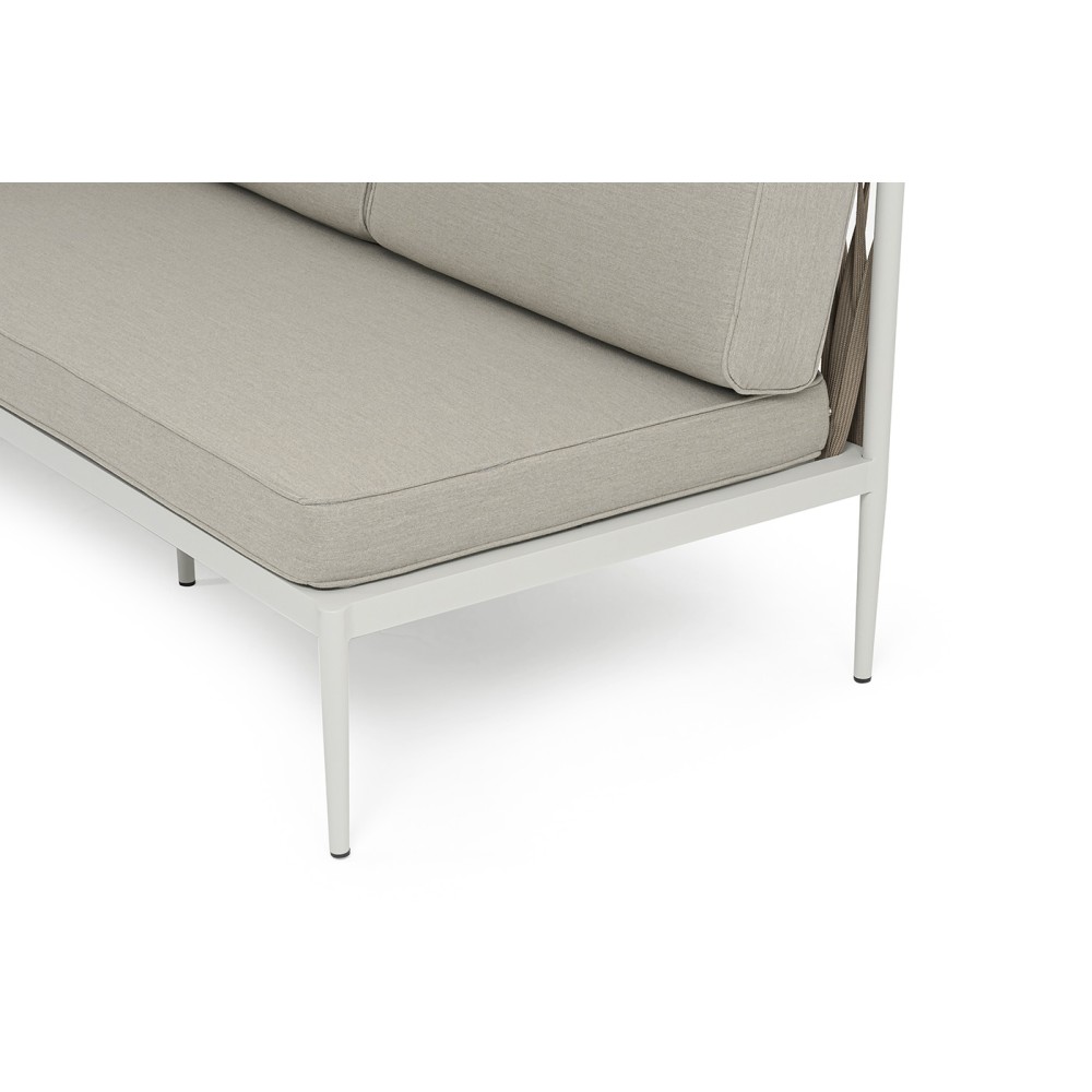 "Касабланка" правый модуль плетеный из роупа, каркас алюминий светло-серый (RAL7035) муар, роуп серо-коричневый 23мм, ткань бежевая 15052 "Касабланка" правый модуль плетеный из роупа, каркас алюминий светло-серый (RAL7035) муар, роуп серо-коричневый 23мм, ткань бежевая 15052