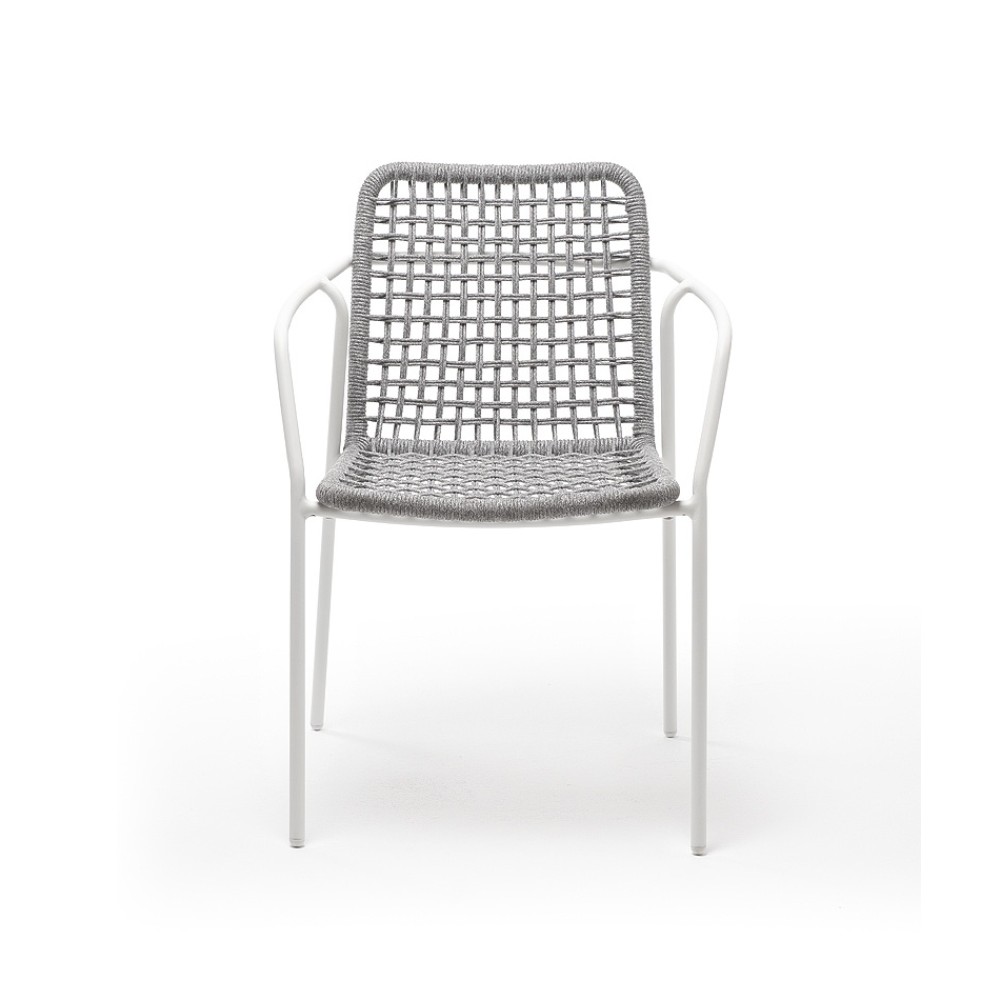 "Тунис" стул плетенный из роупа, каркас алюминий белый, роуп светло-серый "Тунис" стул плетенный из роупа, каркас алюминий белый, роуп светло-серый