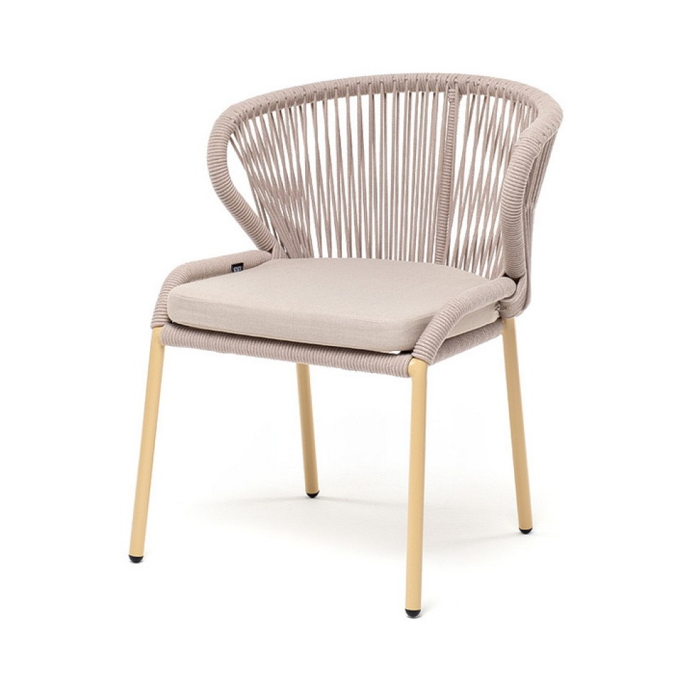 "Милан" стул плетеный из роупа, каркас алюминий (RAL1001), роуп бежевый круглый, ткань бежевая "Милан" стул плетеный из роупа, каркас алюминий (RAL1001), роуп бежевый круглый, ткань бежевая