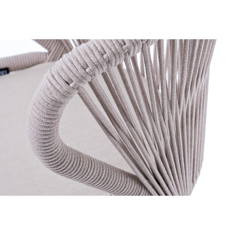 "Милан" стул плетеный из роупа, каркас алюминий (RAL1001), роуп бежевый круглый, ткань бежевая "Милан" стул плетеный из роупа, каркас алюминий (RAL1001), роуп бежевый круглый, ткань бежевая