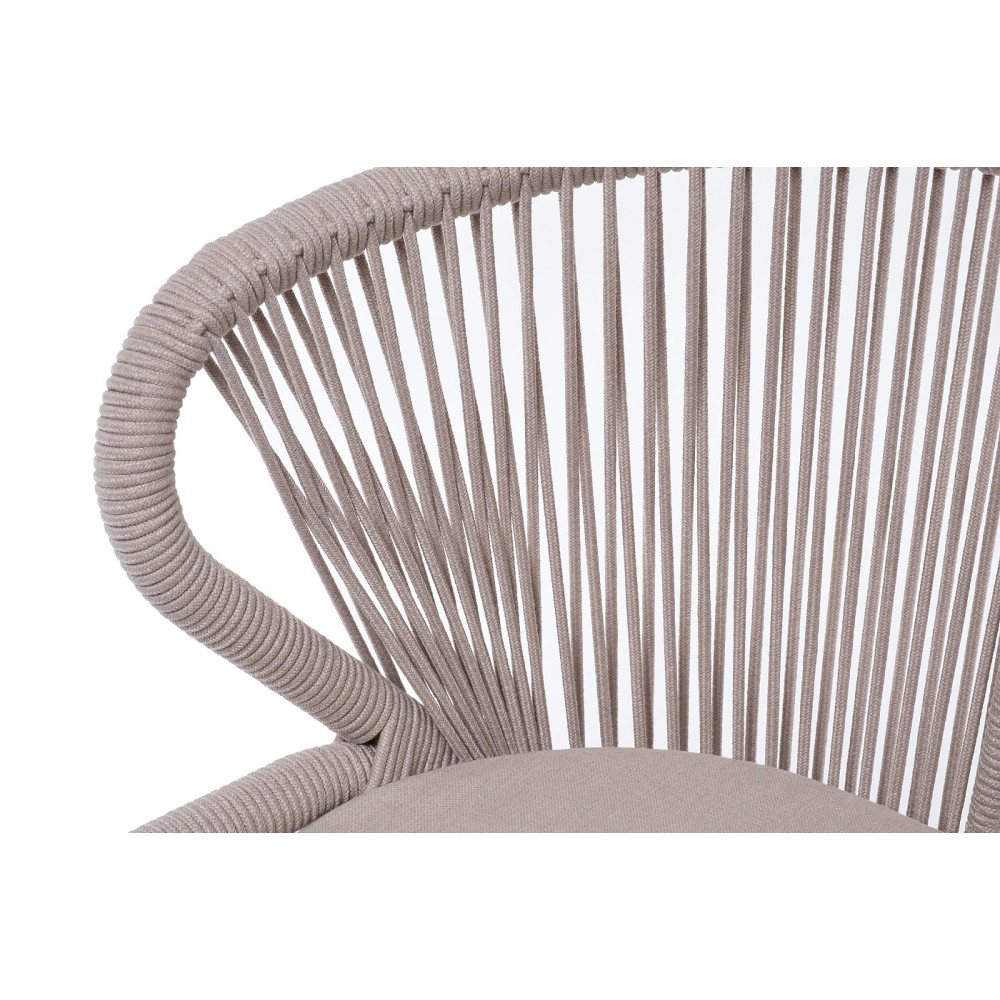 "Милан" стул плетеный из роупа, каркас алюминий (RAL1001), роуп бежевый круглый, ткань бежевая "Милан" стул плетеный из роупа, каркас алюминий (RAL1001), роуп бежевый круглый, ткань бежевая