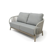 "Прато" диван 2-местный плетеный из роупа, цвет светло-серый, каркас под дерево (холодно-бежевый)