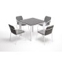 "Венето" обеденная группа на 4 персоны со стульями "Марокко", каркас белый, роуп серый "Венето" обеденная группа на 4 персоны со стульями "Марокко", каркас белый, роуп серый