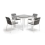 "Венето" обеденная группа на 4 персоны со стульями "Марокко", каркас белый, роуп серый "Венето" обеденная группа на 4 персоны со стульями "Марокко", каркас белый, роуп серый