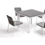 "Венето" обеденная группа на 4 персоны со стульями "Марокко", каркас белый, роуп серый "Венето" обеденная группа на 4 персоны со стульями "Марокко", каркас белый, роуп серый