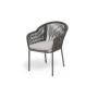 "Лион" стул плетеный из роупа, каркас алюминий темно-серый (RAL7024) муар, роуп темно-серый круглый, ткань бежевая 052