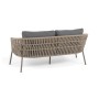 "Комо" диван 2-местный плетеный из роупа, каркас алюминий бежево-серый (RAL7006) муар, роуп серо-коричневый 23мм, ткань темно-серая 027