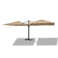 "Фабриано" зонт двухкупольный 3x3м на алюминиевой опоре, тент темно-серый