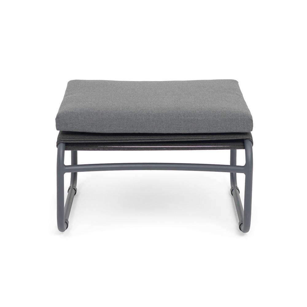 "Ането" пуф плетеный из роупа, каркас алюминий темно-серый (RAL7024) муар, роуп темно-серый круглый "Ането" пуф плетеный из роупа, каркас алюминий темно-серый (RAL7024) муар, роуп темно-серый круглый