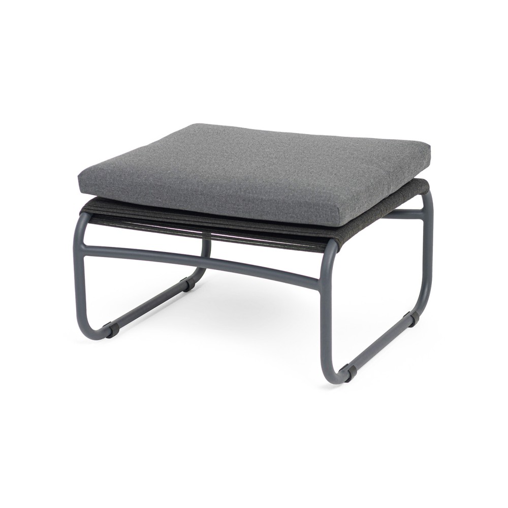 "Ането" пуф плетеный из роупа, каркас алюминий темно-серый (RAL7024) муар, роуп темно-серый круглый "Ането" пуф плетеный из роупа, каркас алюминий темно-серый (RAL7024) муар, роуп темно-серый круглый