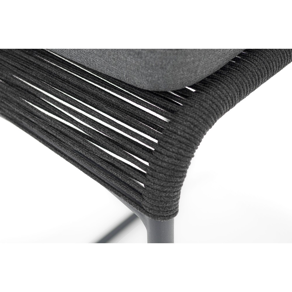 "Ането" стул барный плетеный из роупа, каркас алюминий темно-серый (RAL7024) муар, роуп темно-серый круглый, ткань темно-серая 027 "Ането" стул барный плетеный из роупа, каркас алюминий темно-серый (RAL7024) муар, роуп темно-серый круглый, ткань темно-серая 027