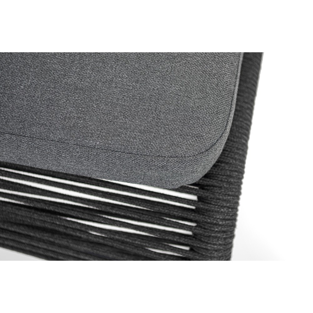 "Ането" стул барный плетеный из роупа, каркас алюминий темно-серый (RAL7024) муар, роуп темно-серый круглый, ткань темно-серая 027 "Ането" стул барный плетеный из роупа, каркас алюминий темно-серый (RAL7024) муар, роуп темно-серый круглый, ткань темно-серая 027