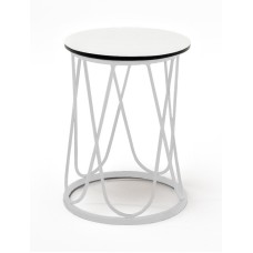  "Перу" журнальный стол из HPL круглый Ø40 H55, каркас из стали серый (RAL 7024), цвет столешницы "дуб" RC013-D40-PER