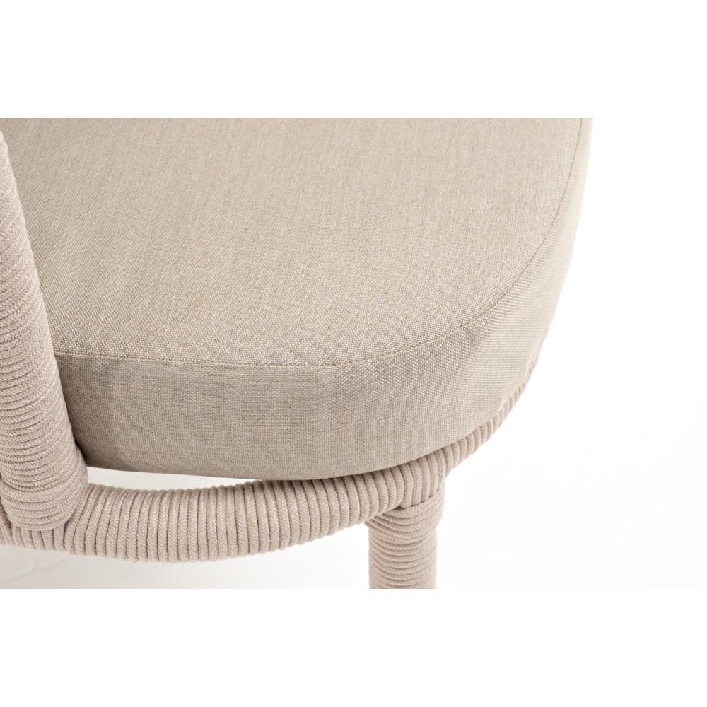 "Верона" кресло плетеное из роупа, каркас алюминий белый муар, роуп бежевый круглый, ткань бежевая 15052 "Верона" кресло плетеное из роупа, каркас алюминий белый муар, роуп бежевый круглый, ткань бежевая 15052