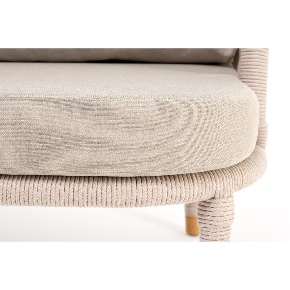 "Верона" кресло плетеное из роупа, каркас алюминий белый муар, роуп бежевый круглый, ткань бежевая 15052 "Верона" кресло плетеное из роупа, каркас алюминий белый муар, роуп бежевый круглый, ткань бежевая 15052