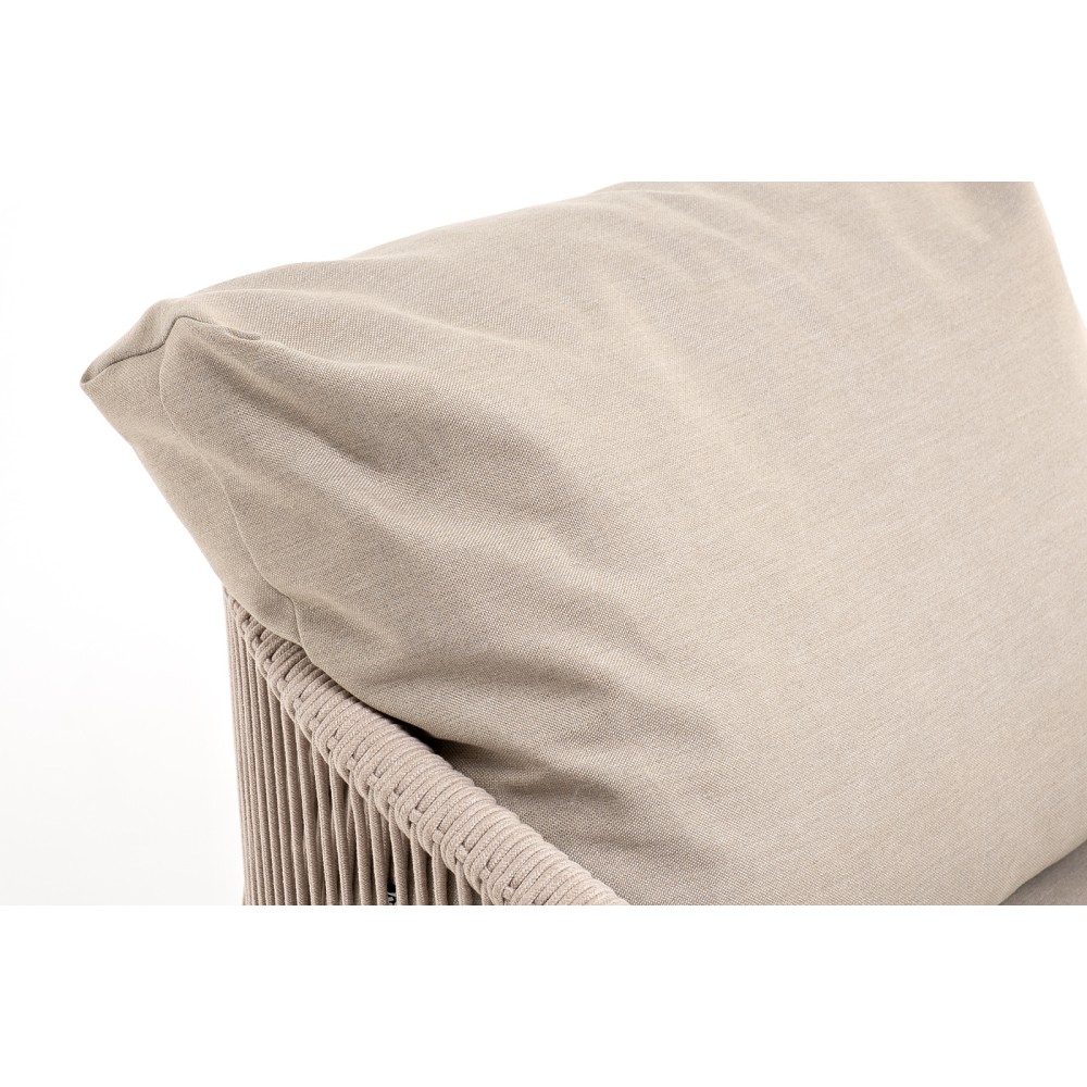 "Верона" кресло плетеное из роупа, каркас алюминий белый муар, роуп бежевый круглый, ткань бежевая 15052 "Верона" кресло плетеное из роупа, каркас алюминий белый муар, роуп бежевый круглый, ткань бежевая 15052