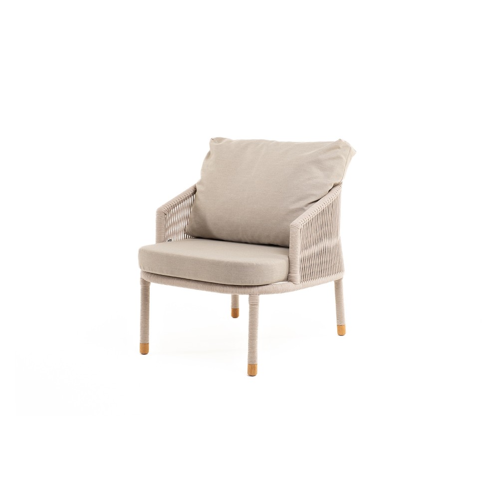 "Верона" кресло плетеное из роупа, каркас алюминий белый муар, роуп бежевый круглый, ткань бежевая 15052 "Верона" кресло плетеное из роупа, каркас алюминий белый муар, роуп бежевый круглый, ткань бежевая 15052