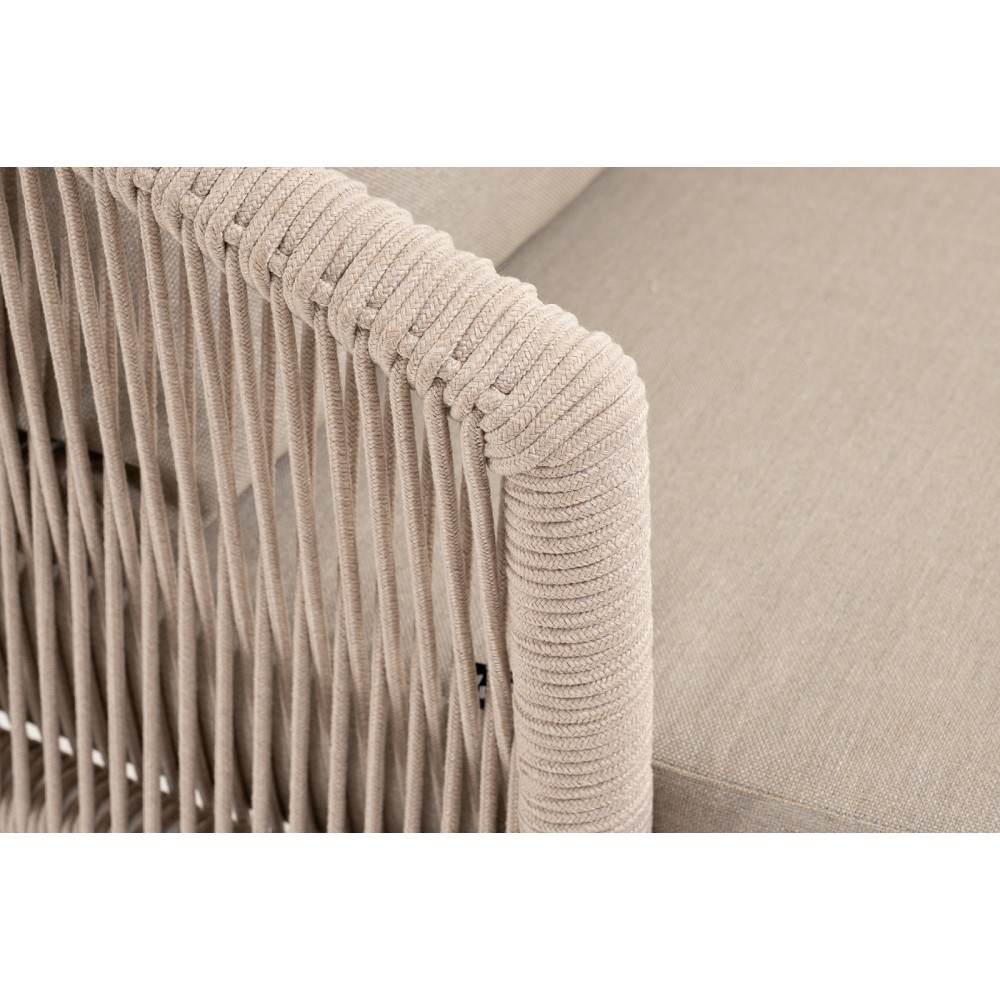 "Верона" кресло плетеное из роупа, каркас алюминий белый муар, роуп бежевый круглый, ткань бежевая 15052 "Верона" кресло плетеное из роупа, каркас алюминий белый муар, роуп бежевый круглый, ткань бежевая 15052