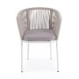 "Марсель" стул плетеный из роупа, каркас алюминий светло-серый (RAL7035) муар, роуп бежевый круглый, ткань бежевая 15052