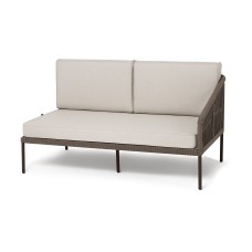 "Канны" левый модуль плетеный из роупа, каркас алюминий коричневый (RAL8016) муар, роуп коричневый круглый, ткань бежевая 15052