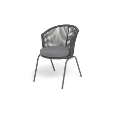  "Люксембург" стул плетеный из роупа, каркас из стали темно-серый (RAL7024) муар, роуп темно-серый круглый, ткань темно-серая 027 LUK-CH-st001 RAL7024 Mua D-grey(D-gray027)
