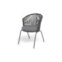 "Люксембург" стул плетеный из роупа, каркас из стали темно-серый (RAL7024) муар, роуп темно-серый круглый, ткань темно-серая 027