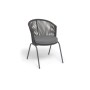 "Люксембург" стул плетеный из роупа, каркас из стали темно-серый (RAL7024) муар, роуп темно-серый круглый, ткань темно-серая 027