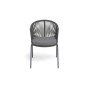 "Люксембург" стул плетеный из роупа, каркас из стали темно-серый (RAL7024) муар, роуп темно-серый круглый, ткань темно-серая 027