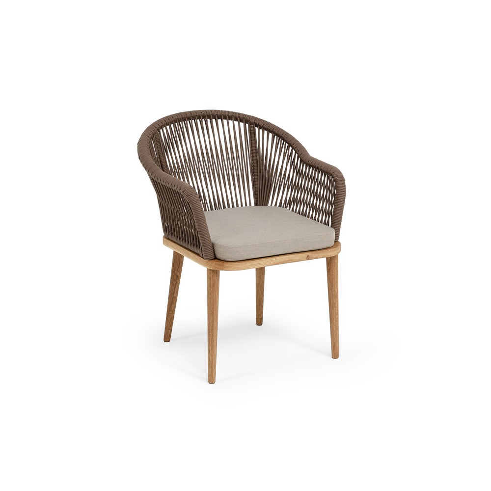 "Лион" стул плетеный из роупа, основание дуб, роуп коричневый круглый, ткань бежевая 15052 "Лион" стул плетеный из роупа, основание дуб, роуп коричневый круглый, ткань бежевая 15052