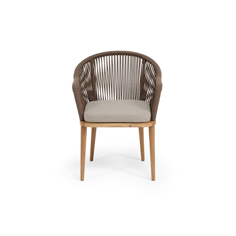 "Лион" стул плетеный из роупа, основание дуб, роуп коричневый круглый, ткань бежевая 15052 "Лион" стул плетеный из роупа, основание дуб, роуп коричневый круглый, ткань бежевая 15052