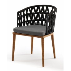  "Диего" стул плетеный из роупа, основание дуб, каркас из стали темно-серый (RAL7024) муар, роуп темно-серый круглый, ткань темно-серая 027 DIE-CH-T002 RAL7024 Mua D-grey(D-gray027)