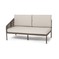 "Канны" правый модуль плетеный из роупа, каркас алюминий коричневый (RAL8016) муар, роуп коричневый круглый, ткань бежевая 15052